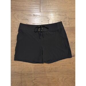 La‎ Blanca Womens Black Lace Up Front Board Shorts Swim Bottoms Size 8 L
